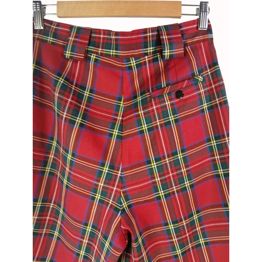 Vintage Bean Dog Red Tartan Plaid High Waisted Pleated Shorts M Womens School - Picture 5 of 8